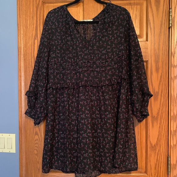 ZARA BLACK FLORAL DRESS - Picture 1 of 5